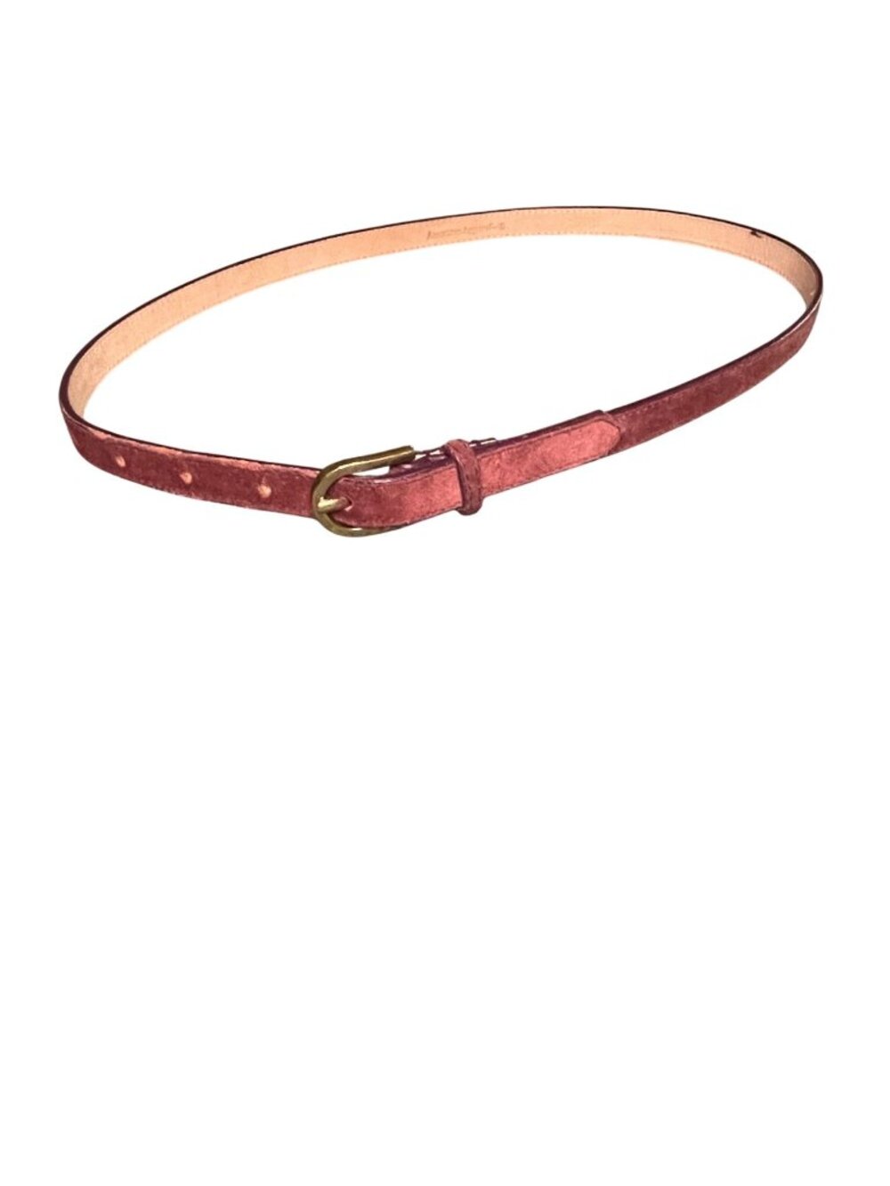 American Apparel Suede Leather Belt In Red With Gold Buckle Size S